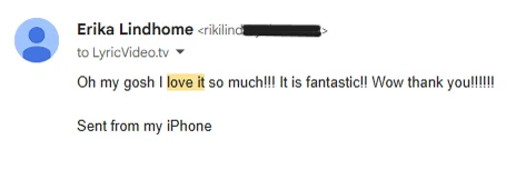 Email: oh my gosh I love it so much, it is fantastic