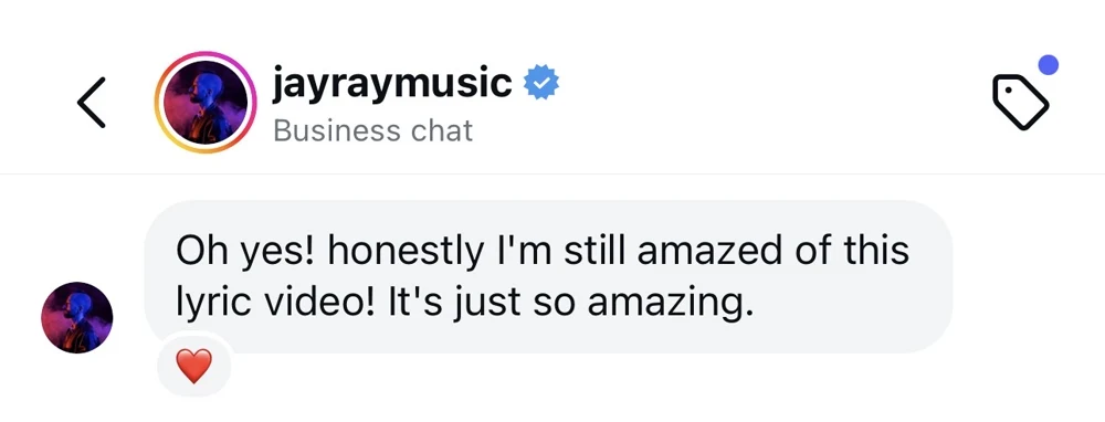 Instagram message: I'm still amazed by this lyric video