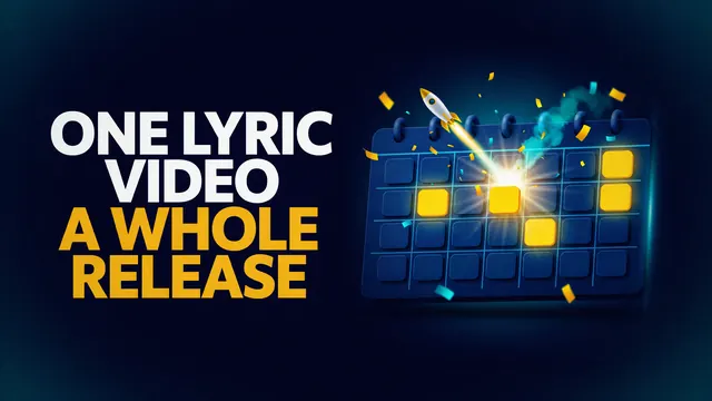 One lyric video, a whole release. A glowing calendar with lit days and a small rocket launching.