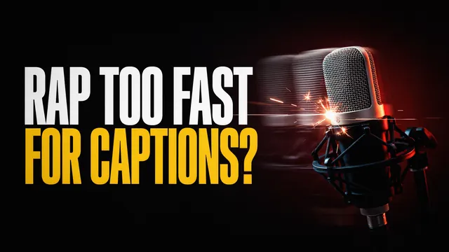 Rap too fast for captions? A studio microphone with a motion blur and sparks flying off it.